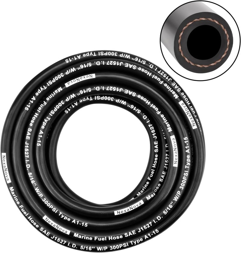 NexaNova 5/16" Marine Fuel Line Hose Rubber Type A1-15 SAE J1527 for Marine Boat Ship Equipment (5/16", 10Ft, Type A1-15) - Image 1